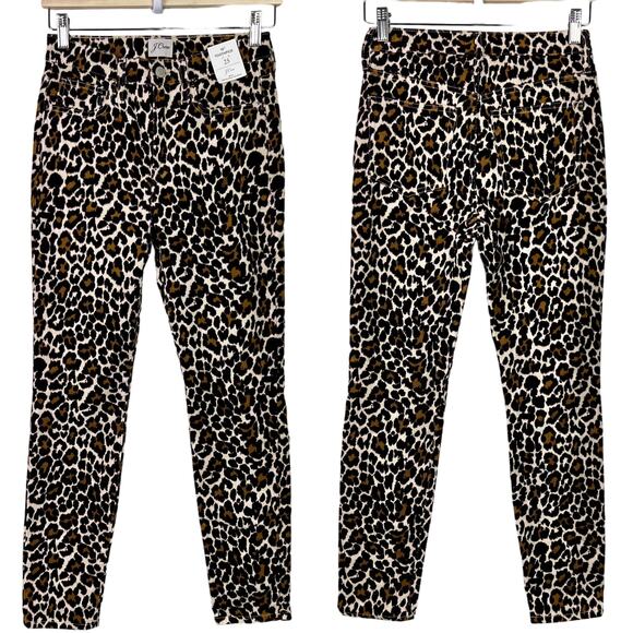 J. Crew Women's 10" Toothpick Corduroy Leopard Animal Print Jeans Size 25 NWT - Picture 1 of 9